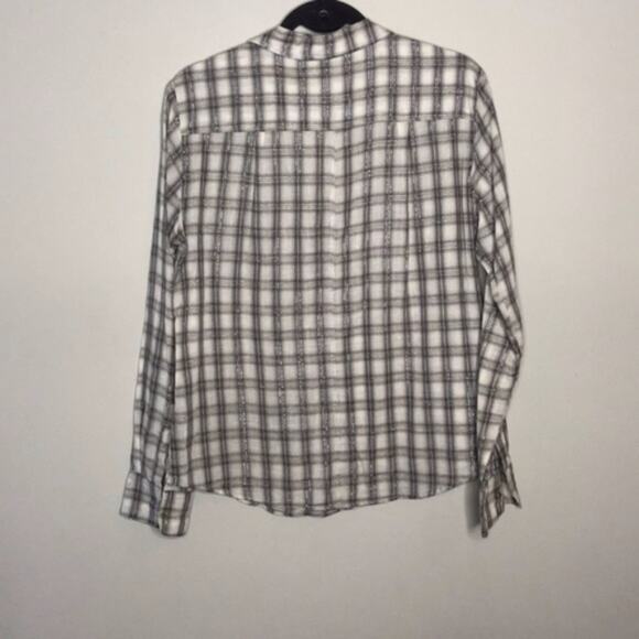 VELVET Grey Metallic Plaid Button Down Top Size M - Picture 5 of 8
